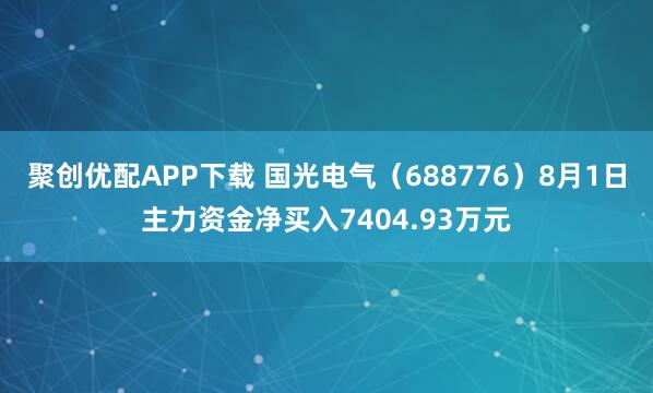 聚创优配APP下载 国光电气（688776）8月1日主力资金净买入7404.93万元