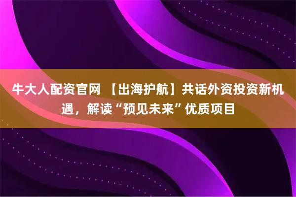 牛大人配资官网 【出海护航】共话外资投资新机遇，解读“预见未来”优质项目