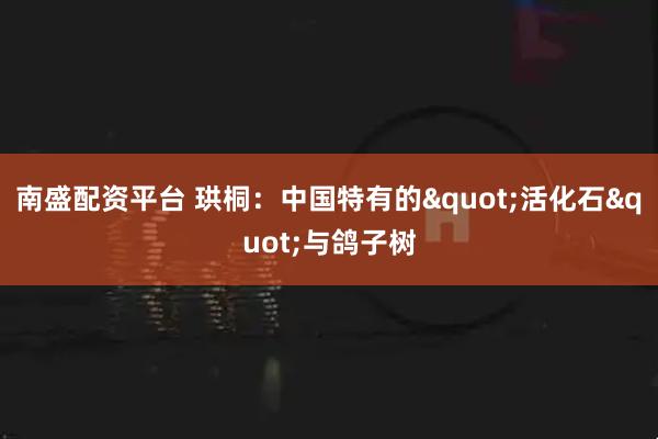 南盛配资平台 珙桐：中国特有的"活化石"与鸽子树