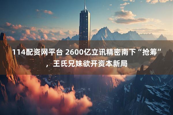 114配资网平台 2600亿立讯精密南下“抢筹”，王氏兄妹欲开资本新局